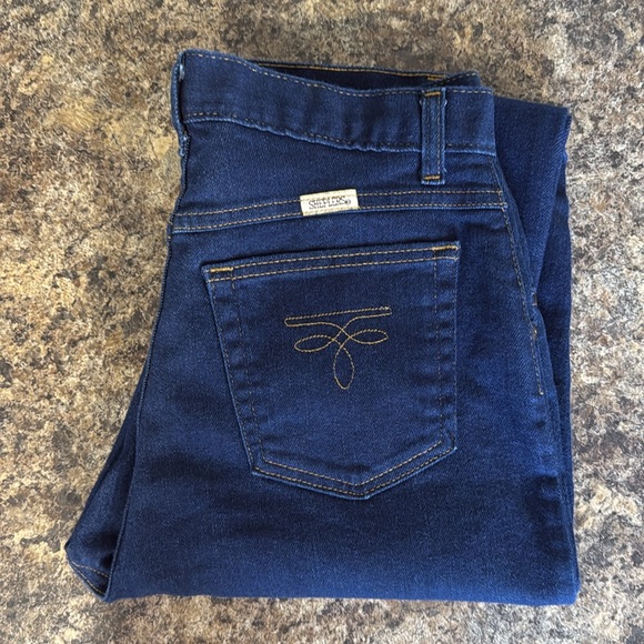 SHEPLERS 80’s High Waist Straight Leg Navy Western Jeans Size 14R Made In USA